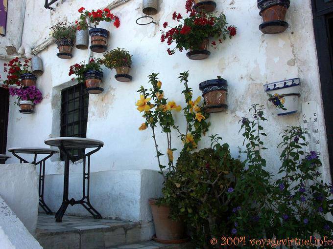 Floral típica em um beco Mojácar - Espanha, Andaluzia