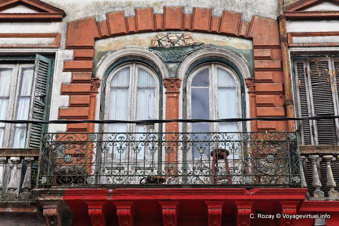 Indicador com decoração barco, La Boca, em Buenos Aires - Argentina