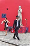 La Boca, Caminito, a partida de dançarina argentina, Buenos Aires, Argentina.