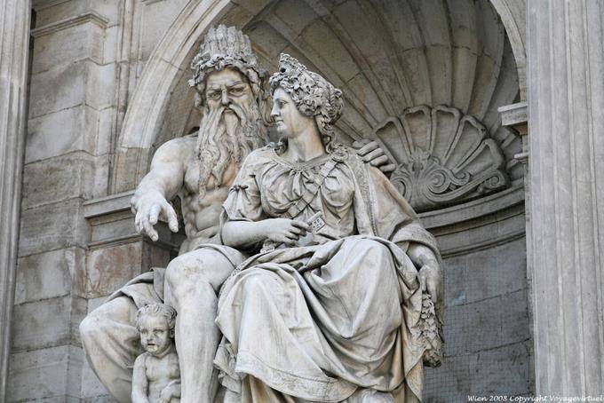 Albertina Platz Albrecht Ou Danubius Fountain fechar-se - Viena - Austria