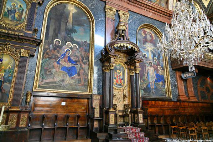 Fleischmarkt, Griechische Kirche, trono, tintas e esmaltes - Viena - Austria