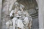 Albertina Platz Albrecht Ou Danubius Fountain fechar-se, Viena - Austria.
