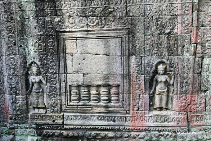 Decorações de parede, Preah Khan, Angkor, Camboja