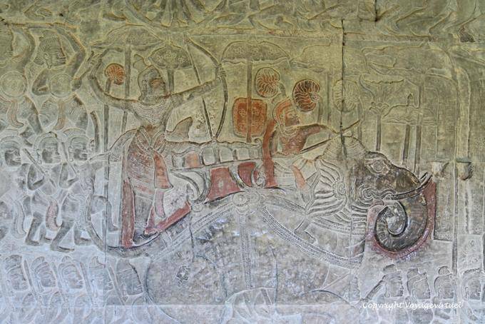 Archer no elefante pintado baixo-relevo, Angkor Wat, Angkor, Camboja