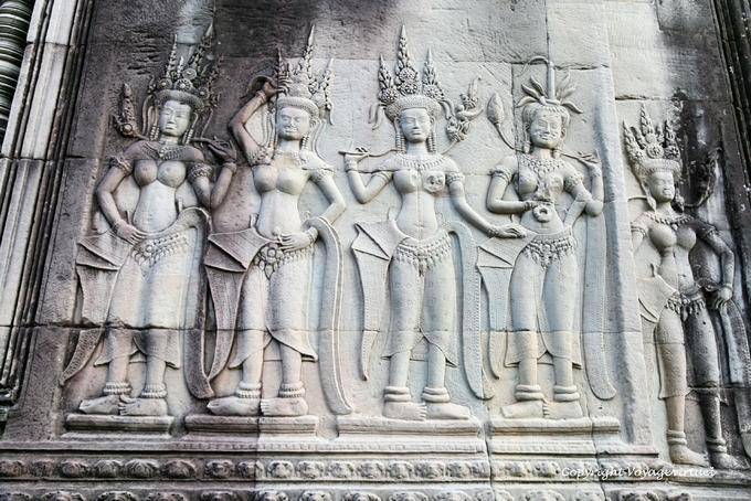 Exibição de coifas Apsaras, Angkor Wat, Angkor, Camboja