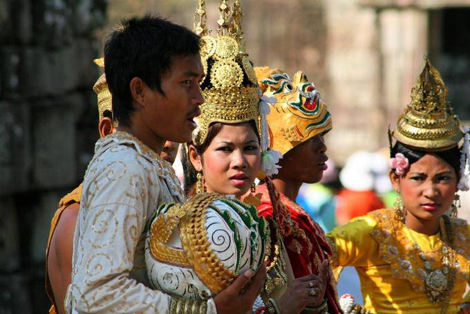 Costumes animação turística Bayon Angkor Thom, Angkor, Camboja