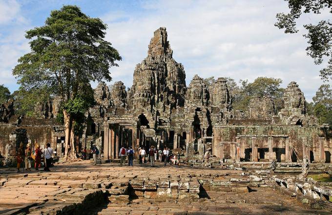 Panorama do templo de Bayon, Angkor Thom, Angkor, Camboja