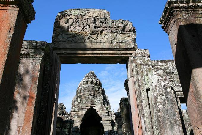 Porta frontão Bayon, Angkor Thom, Angkor, Camboja