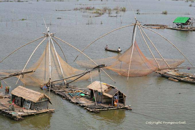 Jangadas de pesca roqueiro net Phumi Chhlong - Camboja
