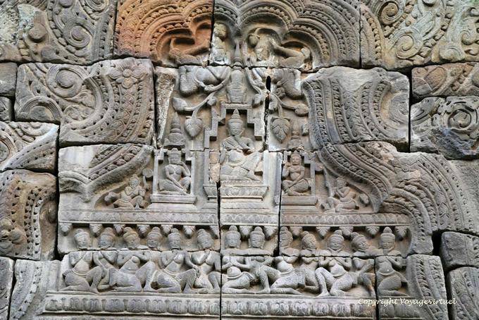 Vishnu em uma cama de Kinnaris, Wat Nokor, Kampong Cham - Camboja