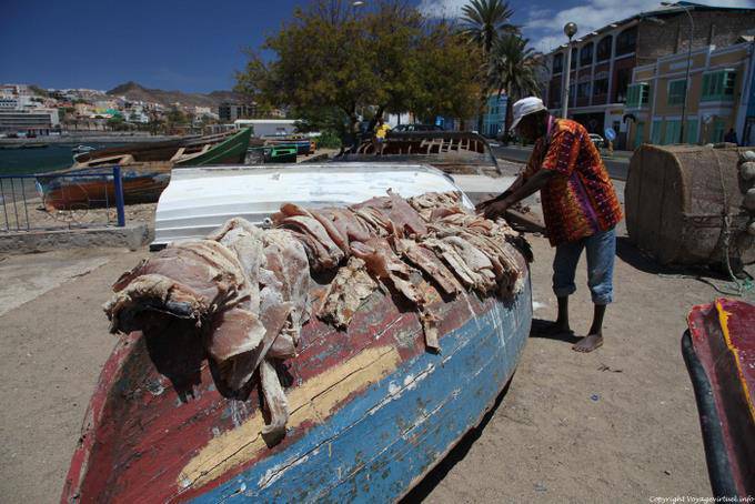São Vicente, porto de pesca do Mindelo, a curva de secagem - Cabo Verde