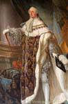 Acima do retrato de Louis XVI na sala de estar de Apolo, Palácio de Versalhes