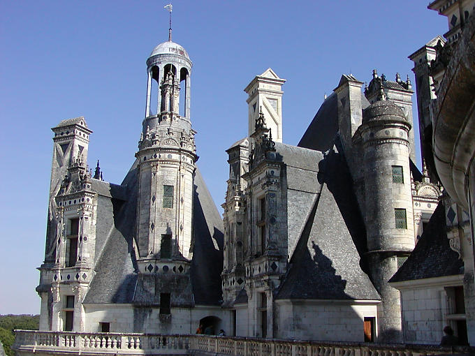 Ao longo do terraço, Castelo de Chambord, França.