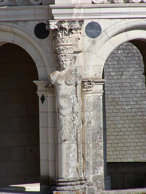 Caryatide de Castelo de Chambord, França.
