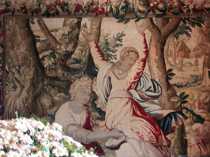 Detalhe de uma sala de tapeçaria Catarina de Médicis, Chenonceau, França.
