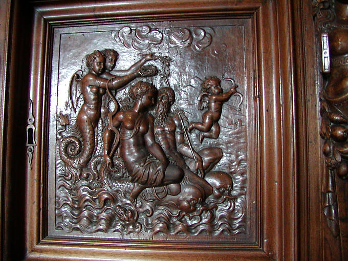 Detalhe de uma mobília François feira 1 Château de Chenonceau, França.