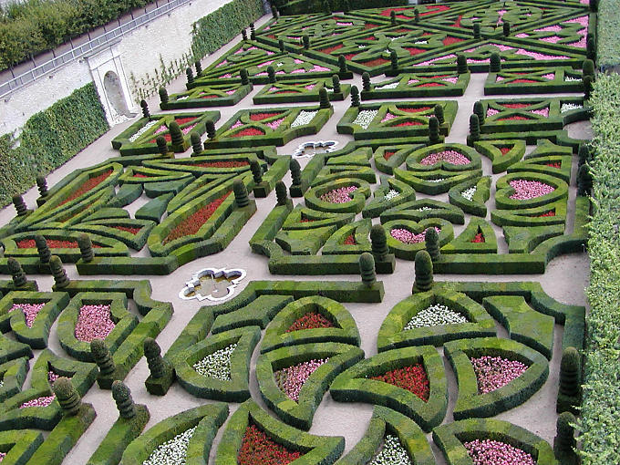 Jardim ornamentais, jardins de amor, Villandry, França.