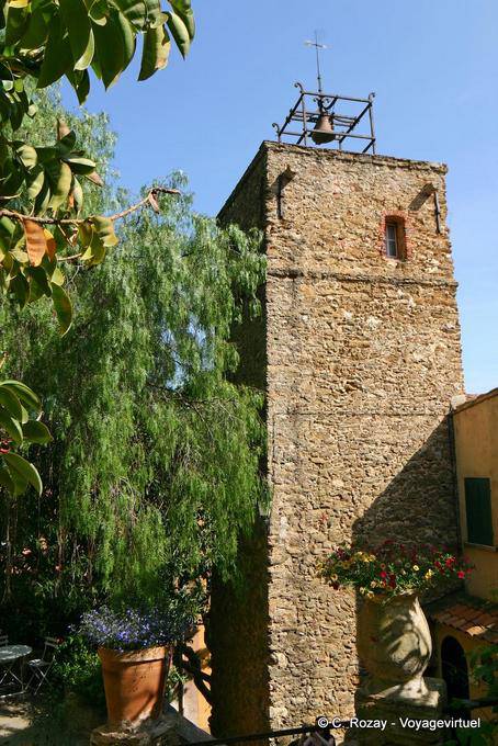 Bormes-les-Mimosas, medieval torre do sino, Provença, França