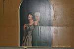 Parede pintada que descreve uma cena no teatro, Avignon, França.