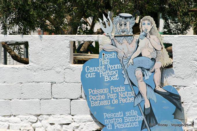 Painel restaurante Bem humorado, Elounda - Creta, Grécia