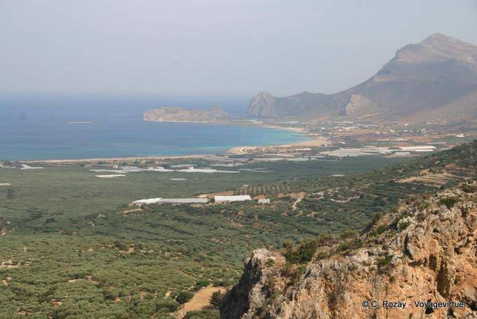 Falasarna, vista da estrada Platanos - Creta, Grécia