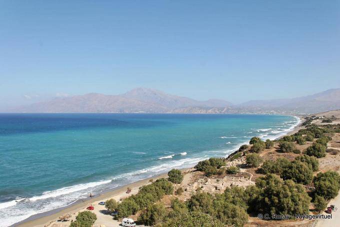 Kommos sítio arqueológico (Minoan cidade) e da praia - Creta, Grécia
