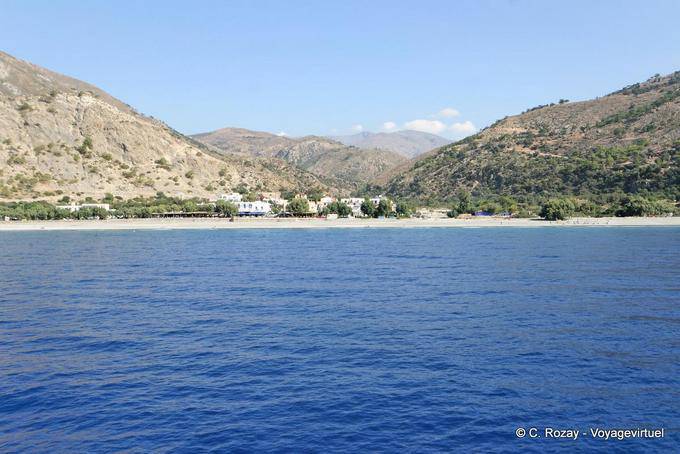 Sougia A vila vista do mar da Líbia - Creta, Grécia