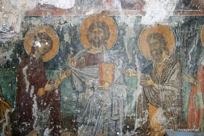 Afresco velha de Jesus e seus apóstolos, Agia Paraskevi, Voutas - Creta, Grécia