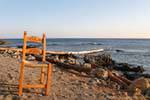 Cadeira só na praia troncos, Frangokastello, Creta.
