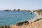 Kali Limenes, praia e do porto de armazenamento na pequena ilha de Aghios Pavlos, Creta.