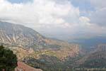 Vista da estrada sinuosa até o Lassithi Krasi, Creta.
