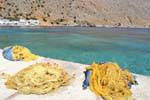 Loutro, redes de pesca no cais, Creta.