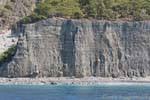 A erosão do penhasco sedimentar entre Sougia e Paleochora, Creta.