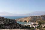 Matala, vista panorâmica da baía Messara partir do topo da Theosyni, Creta.