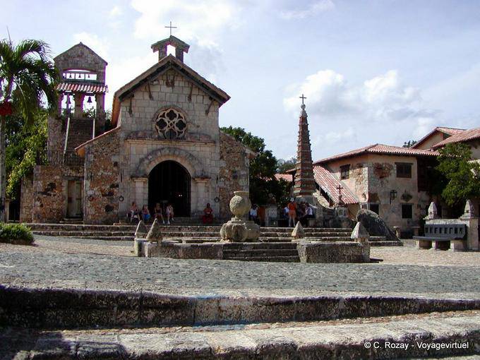 Fachada da Igreja St. Stanislaus, uma homenagem a João Paulo II, Altos de Chavon, Rep. Dominicana