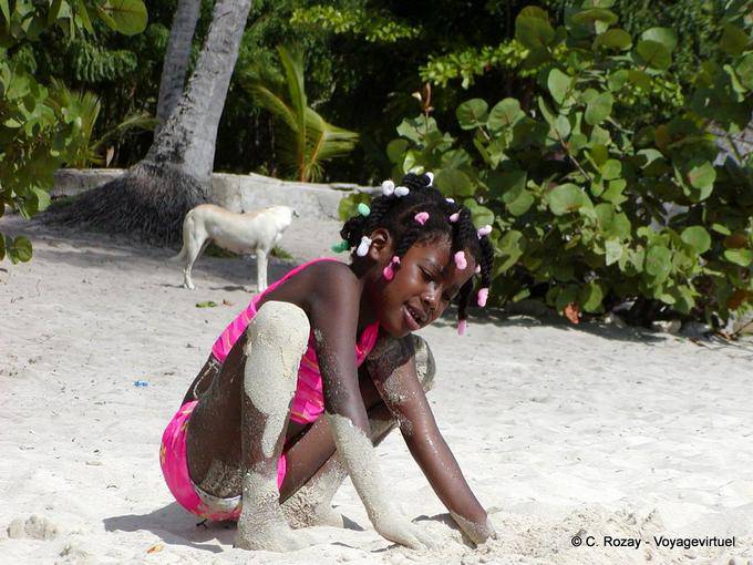 Branca de jogos de areia, praia de Bayahibe, Rep. Dominicana