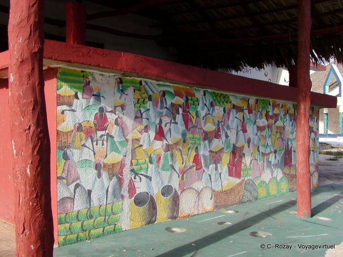 Parede decorada em pintura local, Boca de Yuma, Rep. Dominicana