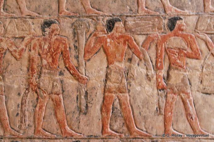 Frieze pintadas nas cores originais, Mastaba de Mereruka, Saqqara - Egipto