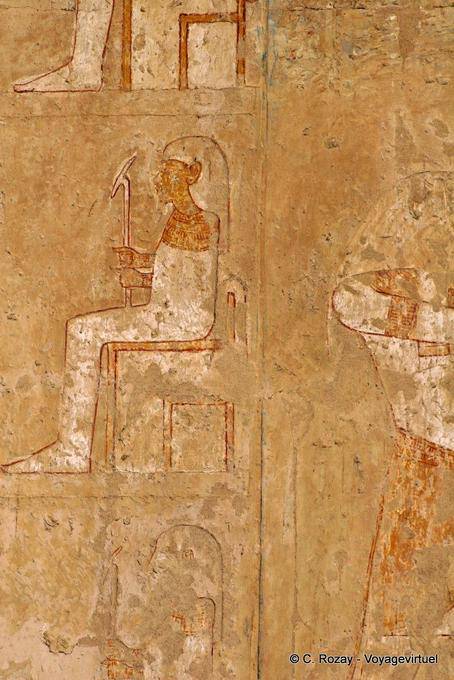 Rainha Hatshepsut sentado em um trono, Deir el-Bahari - Egipto