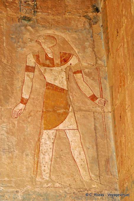 Mural de uma cor Horus Templo de Hatshepsut - Egipto