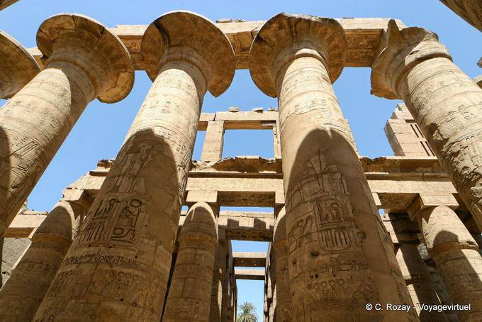 Sombrinhas papiro, Hypostyle, templo de Karnak - Egipto