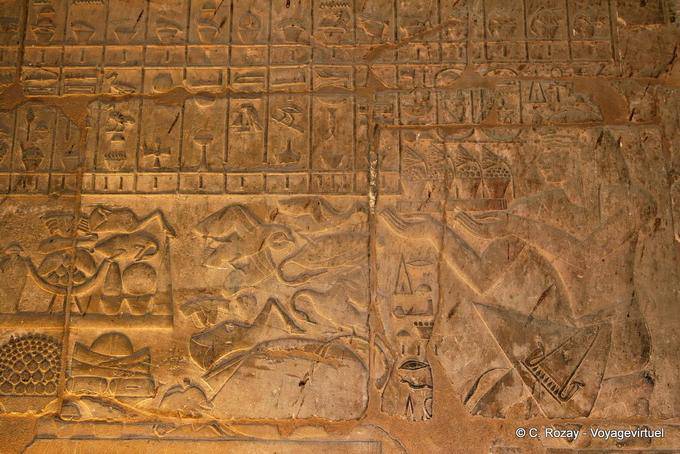 Amenhotep III oferece uma flor de lótus, Templo de Luxor - Egipto