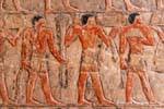 Frieze pintadas nas cores originais, Mastaba de Mereruka, Saqqara, Egipto.