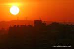 A cidade de vermelho, pôr do sol, Cairo, Egipto.