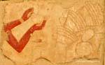 Oferendas para as mãos, fragmento colorido Templo de Hatshepsut, Egipto.