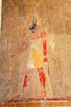 Representação de cores de Anubis, o deus funerário mestre dos cemitérios e embalsamadores, Templo de Hatshepsut, Egipto.