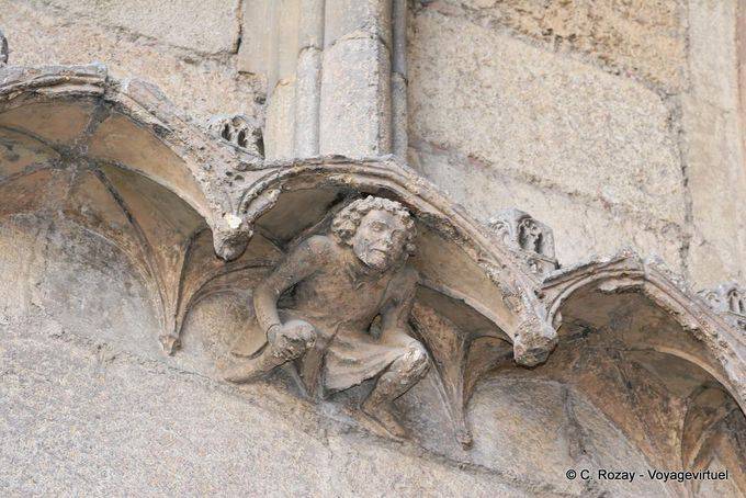 Figura de pedra de suporte da catedral, Leon - Espanha