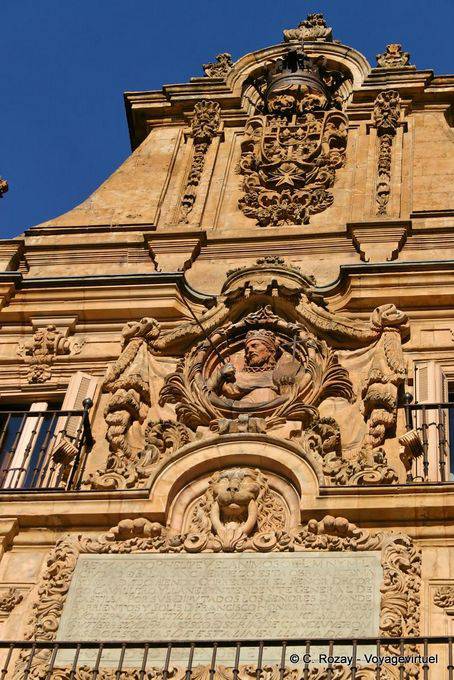 Salamanca, close-up em um detalhe da Plaza Mayor - Espanha