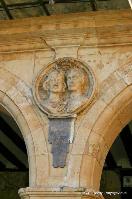 Juan Carlos e Sofia, a Plaza Mayor, Salamanca - Espanha