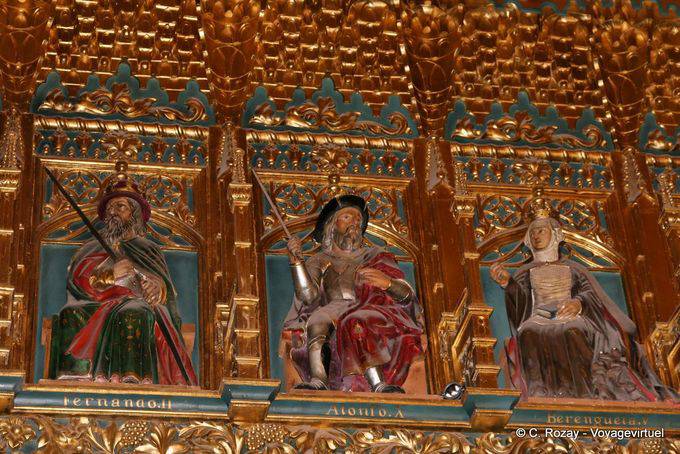 Salão dos Reis, friso composto por 52 estátuas de reis de Castela e Leão, Alcazar, Segovia - Espanha